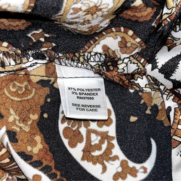 Cato Vintage Button Down Brown Paisley Design Shirt Women Size 26 - Picture 7 of 8